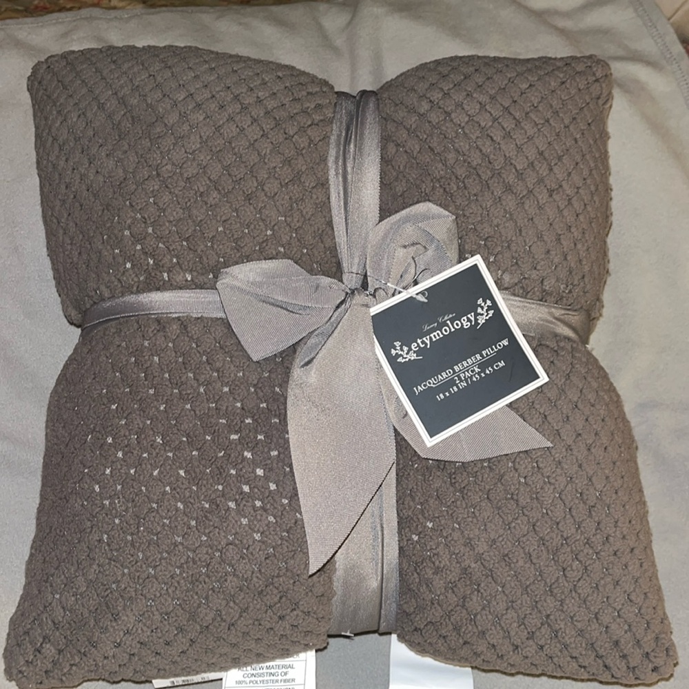 NWT.  Jacquard Berber pillow twin pack